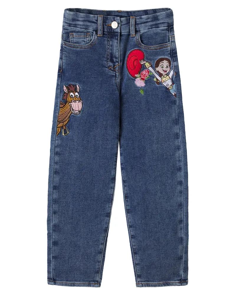 Monnalisa Bestickte Jeans Blau