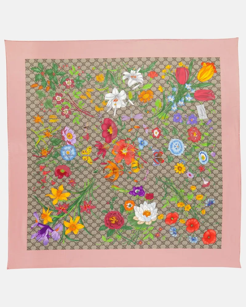 Gucci Bedrucktes Tuch GG Flora aus Seide Multicolor