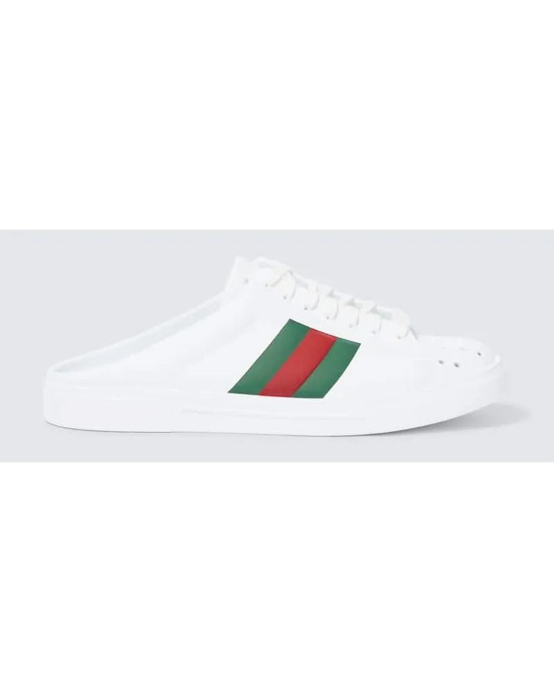 Gucci Slippers Ace aus Leder Weiss