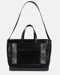 Tom Ford Tote T Screw Large aus Leder und Mesh Schwarz