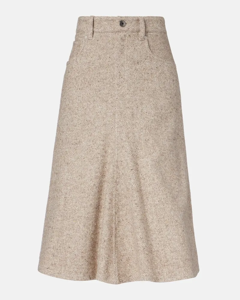 Brunello Cucinelli Midirock Monili aus einem Wollgemisch Beige