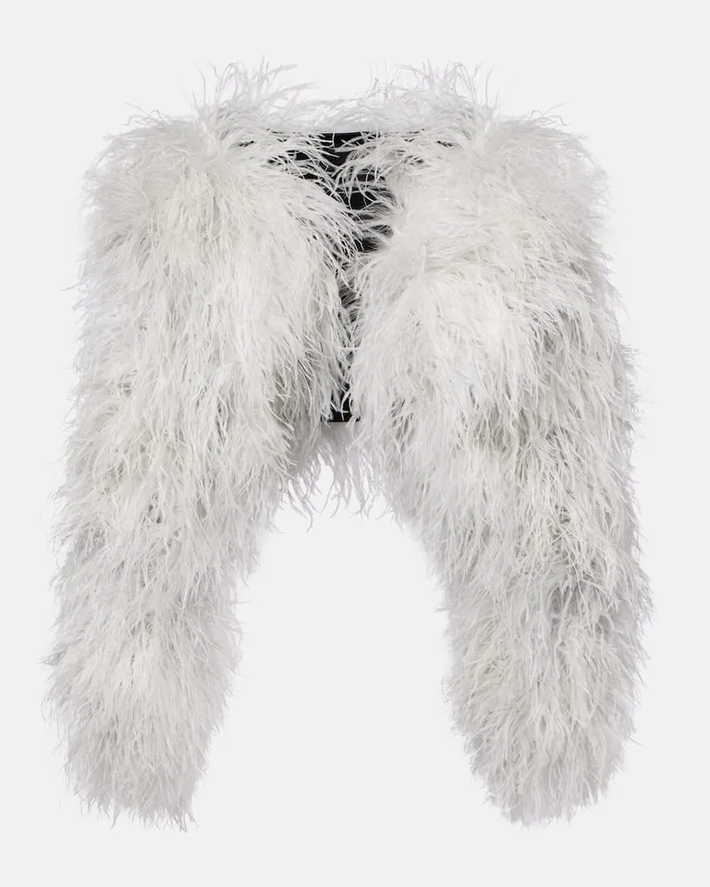 Dolce & Gabbana Cropped-Jacke mit Federn Grau