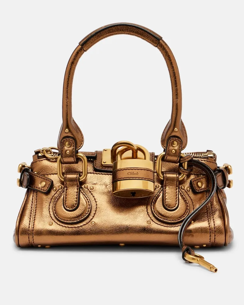 Chloé Chloé Schultertasche Paddington aus Metallic-Leder Gold