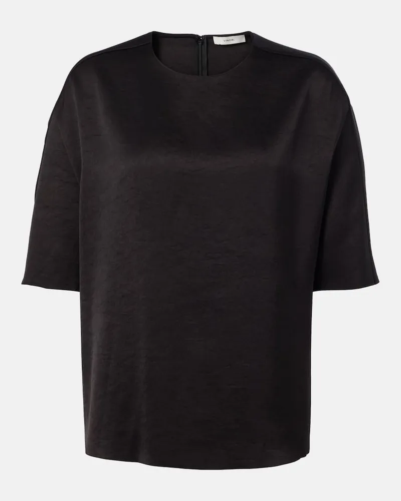 Vince T-Shirt aus Satin Schwarz