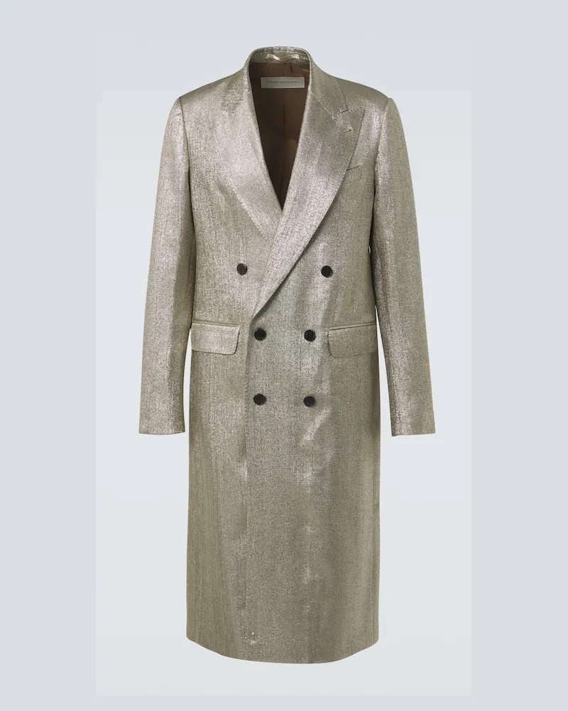 Dries van Noten Mantel aus Lamé Silber