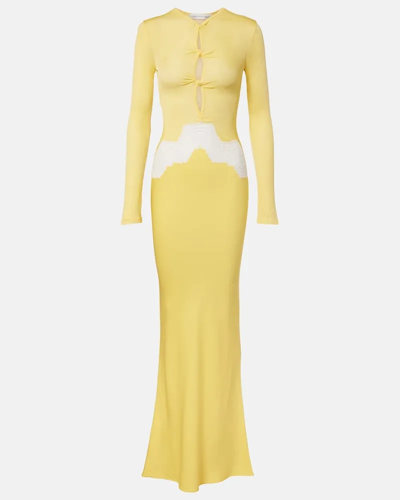 Christopher Esber Maxikleid Verner aus Jersey mit Spitze Gelb