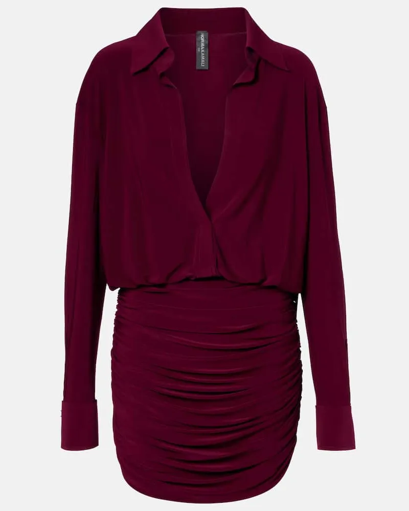 Norma Kamali Minikleid aus Satin Burgunderrot