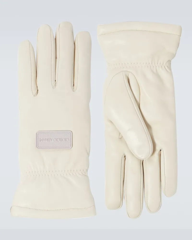 Giorgio Armani Handschuhe aus Leder mit Kaschmir Weiß