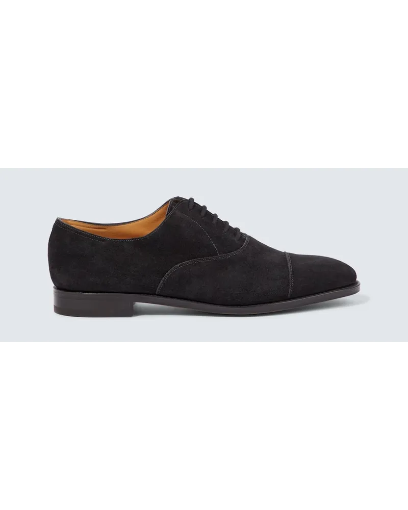 John Lobb Schnuerschuhe City II aus Veloursleder Schwarz