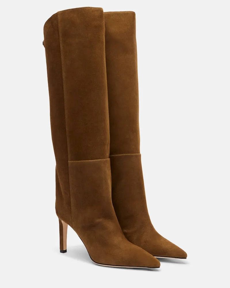 Jimmy Choo Stiefel Alizze 85 aus Veloursleder Braun