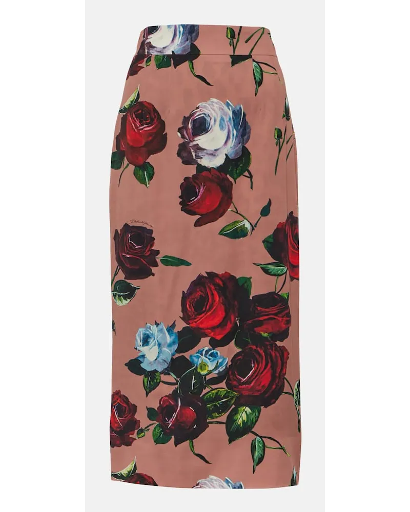 Dolce & Gabbana Midirock aus einem Seidengemisch Pink