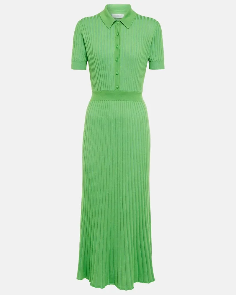 Gabriela Hearst Midikleid Amor aus Kaschmir und Seide Grün