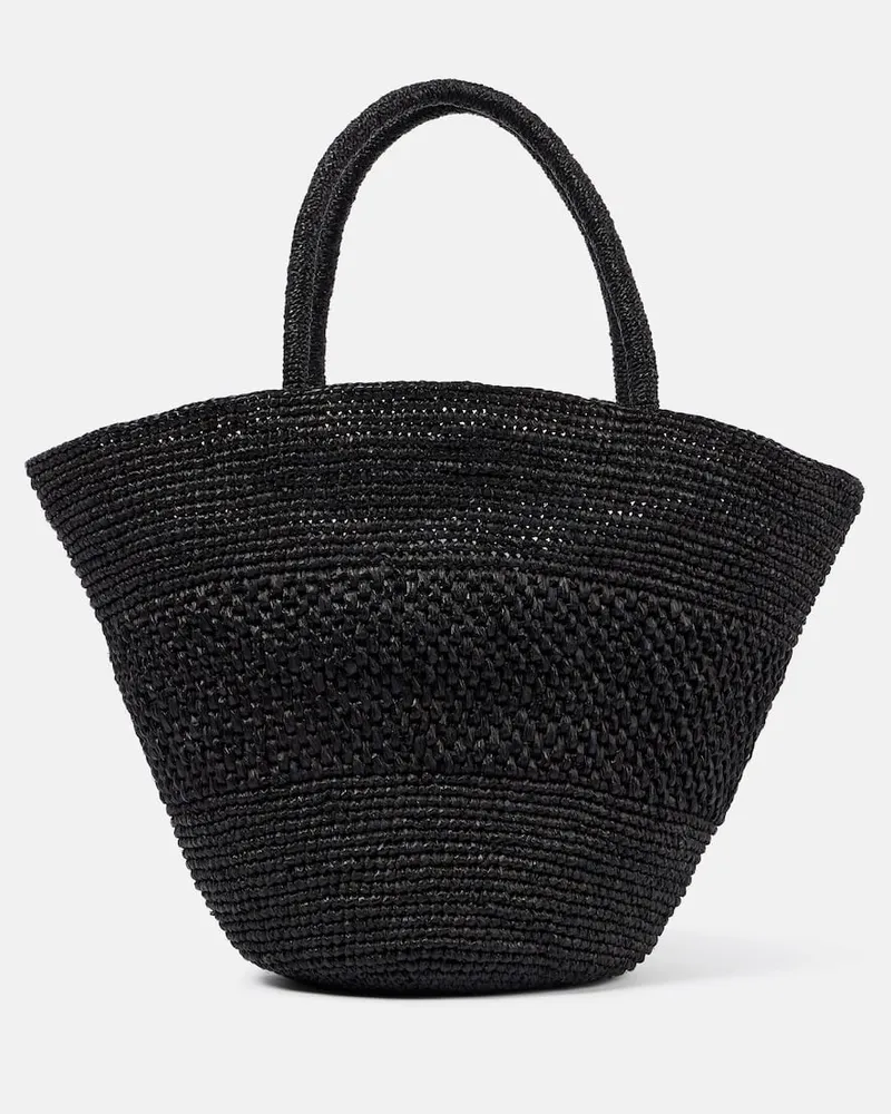 The Row Tote Emilie aus Raffiabast Schwarz