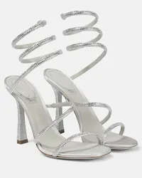 René Caovilla Verzierte Sandalen Cleo aus Satin Silber