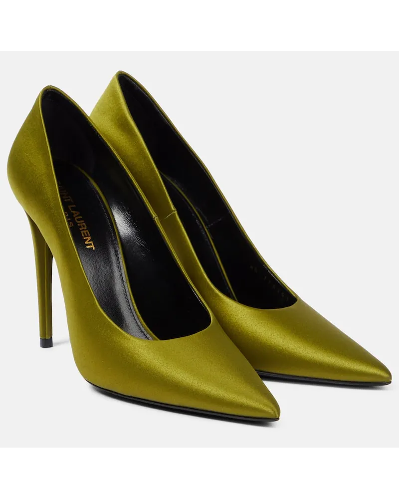 Saint Laurent Pumps Monceau 110 aus Satin Gruen