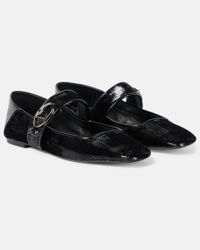 Valentino Garavani Mary-Jane-Ballerinas VLogo Locker mit Leder Schwarz
