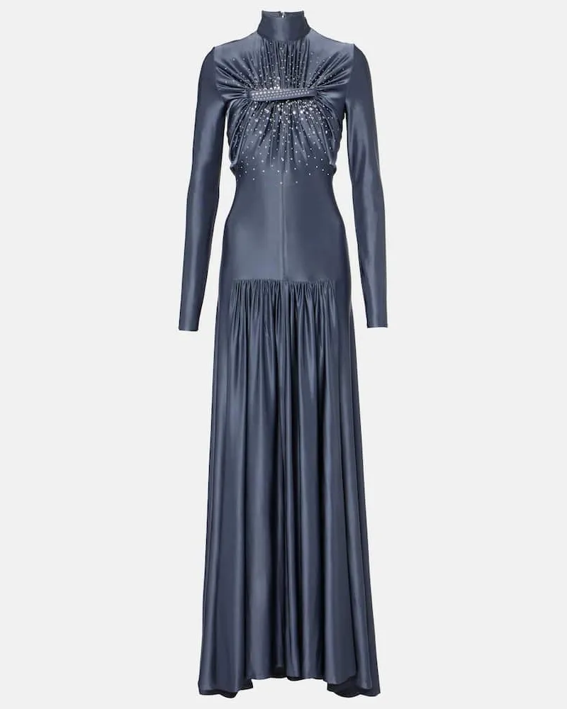 Paco Rabanne Robe aus Jersey mit Kristallen Blau