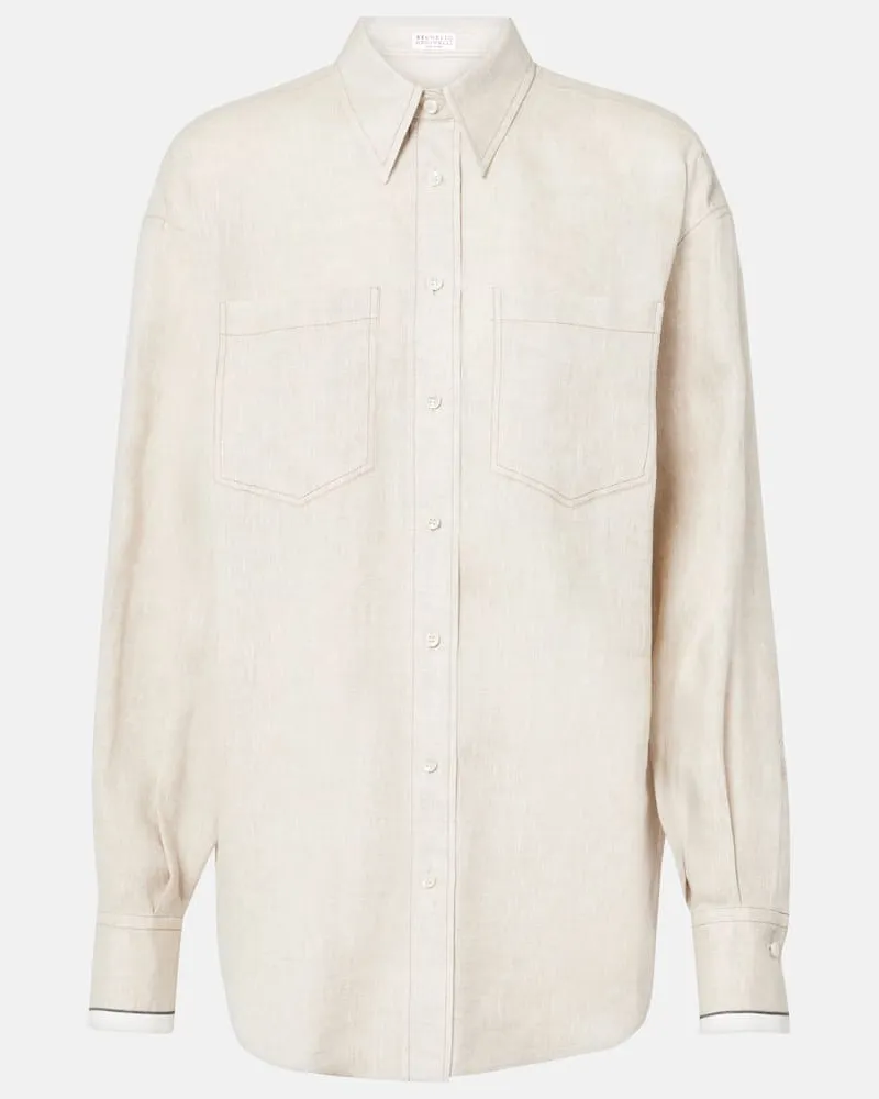 Brunello Cucinelli Hemd aus Leinen Beige