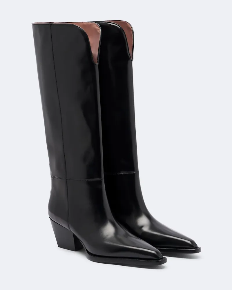 Paris Texas Stiefel Jane aus Leder Schwarz