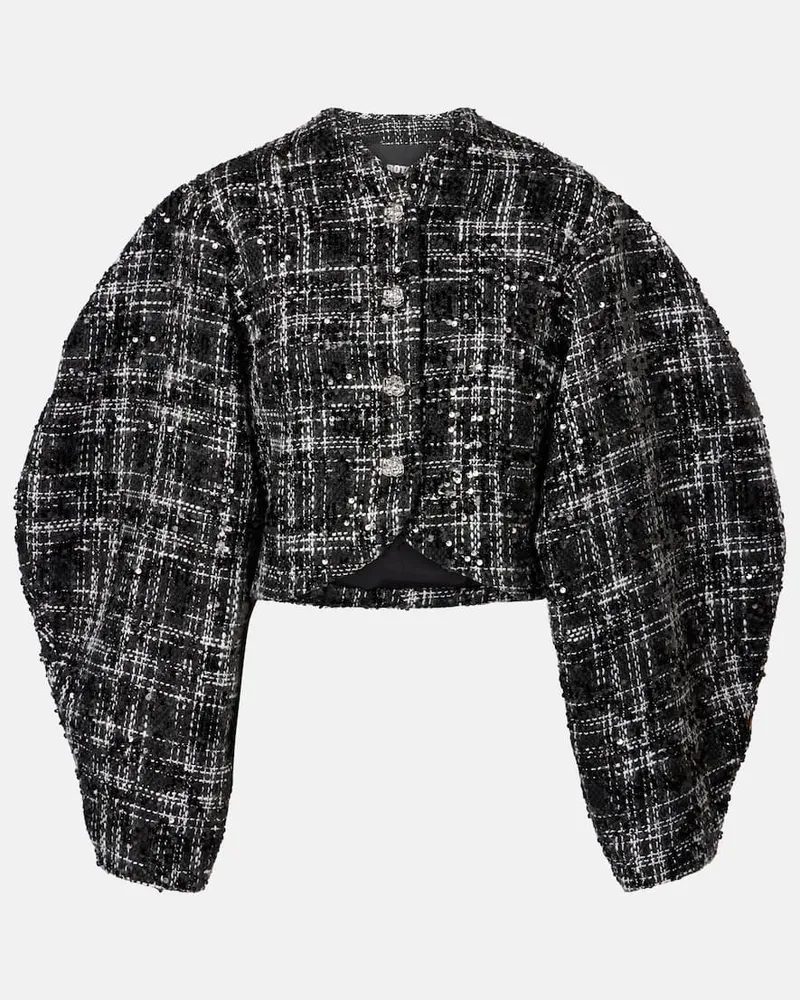 ROTATE Birger Christensen Jacke aus Bouclé mit Pailletten Schwarz