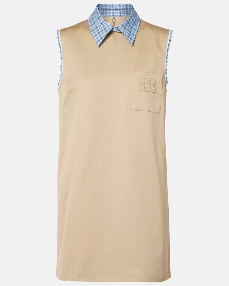 Miu Miu Minikleid aus Baumwolle Beige
