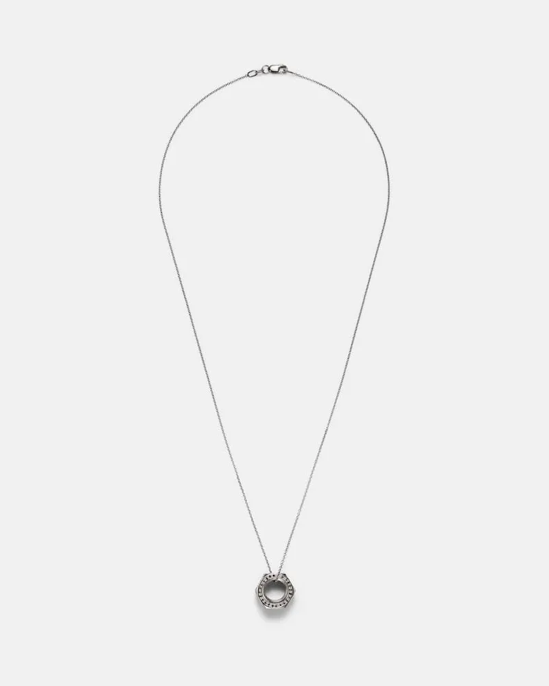 Ileana Makri Halskette Nut Pendant aus Sterlingsilber und 18kt Weißgold mit Diamanten Silber