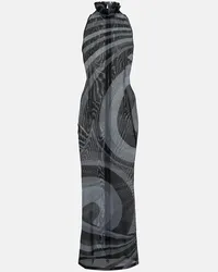 Emilio Pucci Maxikleid Iride aus Mesh Grau