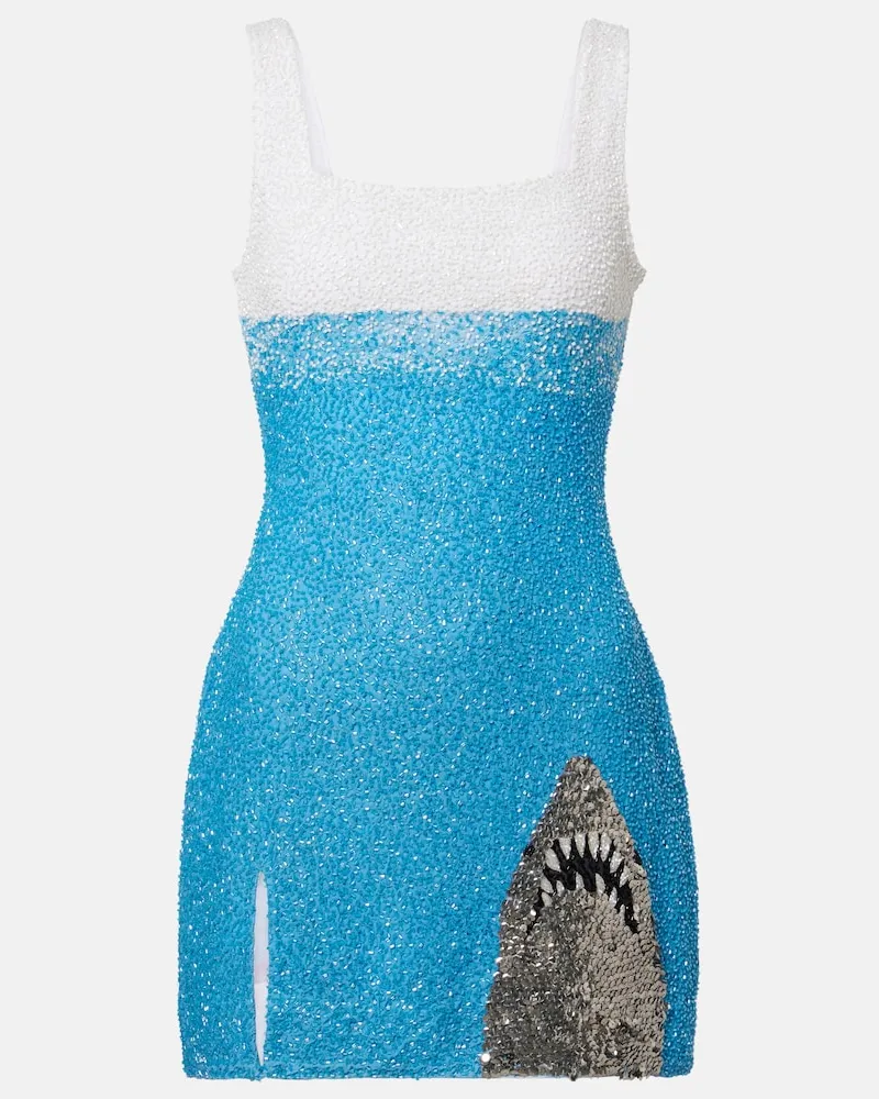 STAUD Minikleid Le Sable aus Perlen Blau