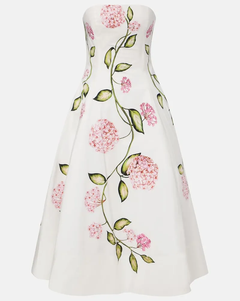 Oscar de la Renta Bustier-Robe aus Popeline Weiß