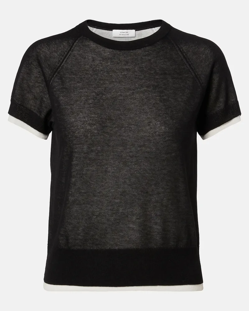 Vince T-Shirt aus einem Baumwollgemisch Schwarz