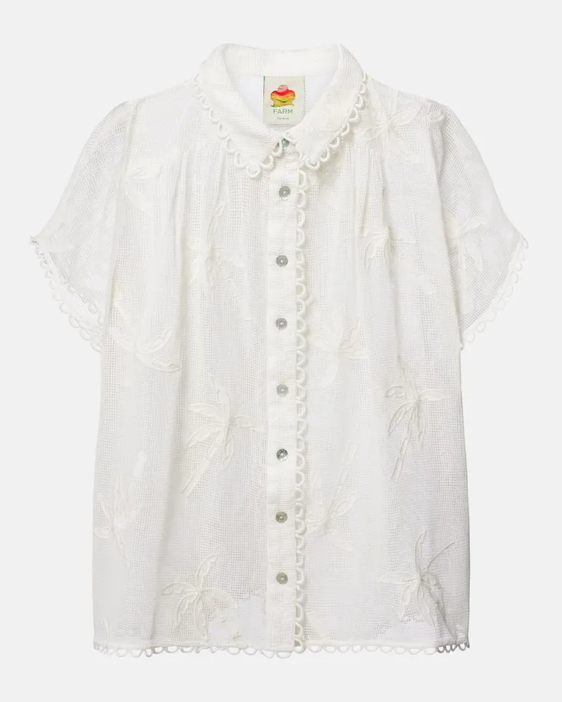 FARM Rio Besticktes Hemd aus Baumwolle Weiß