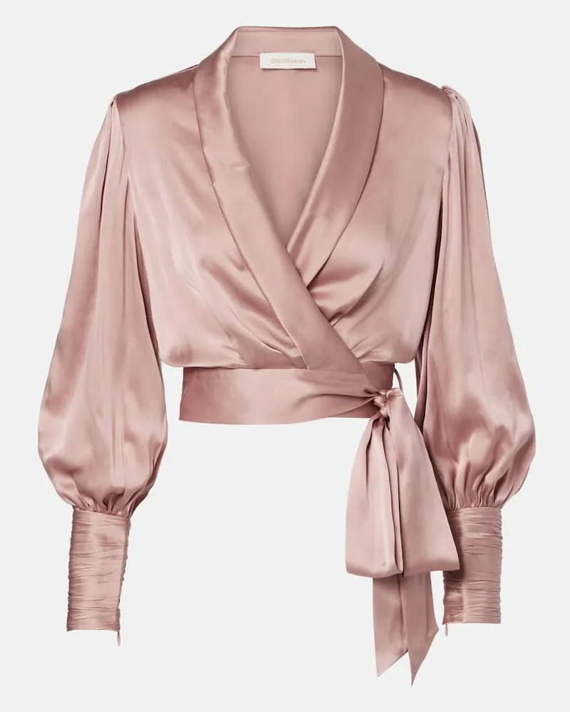 Zimmermann Wickeltop aus Seide Rosa