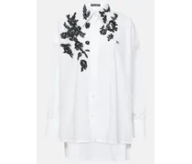Dolce & Gabbana Hemd aus Baumwollpopeline mit Spitze Weiss