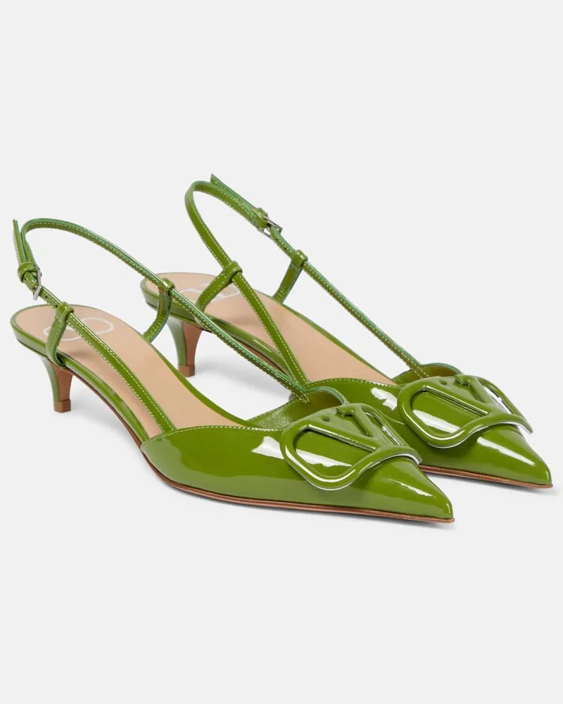 Valentino Garavani Slingback-Pumps VLogo Signature 50 aus Lackleder Grün