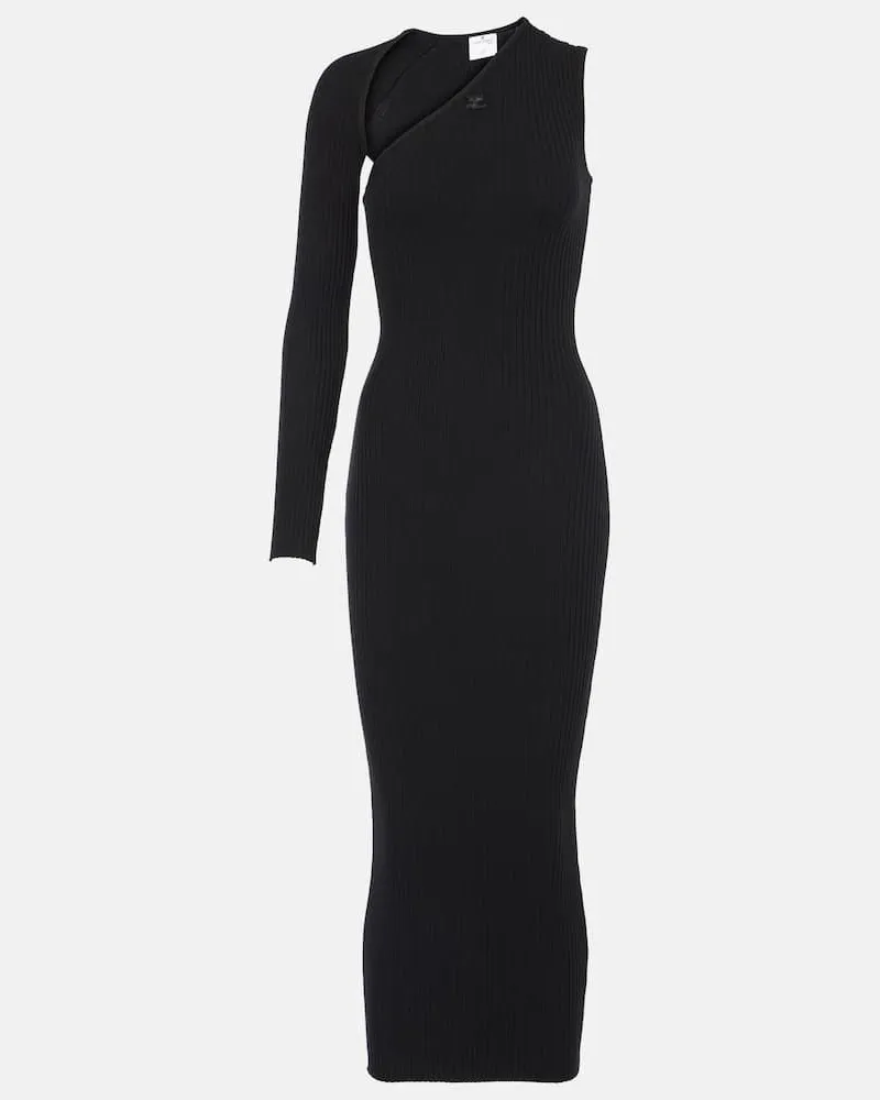 Courrèges Courrèges Midikleid aus Rippstrick Schwarz