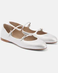 Max Mara Mary-Jane-Ballerinas Circus aus Metallic-Leder Silber