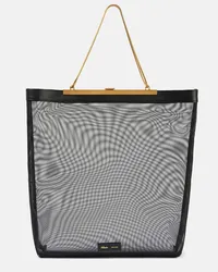 KHAITE Shopper Augusta aus Mesh mit Leder Schwarz