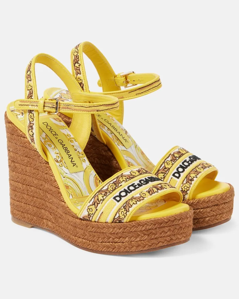 Dolce & Gabbana Wedge-Sandalen Majolica mit Leder Gelb