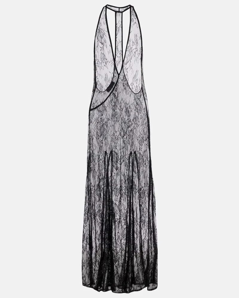 Adriana Degreas Maxikleid Sheer aus Spitze Schwarz