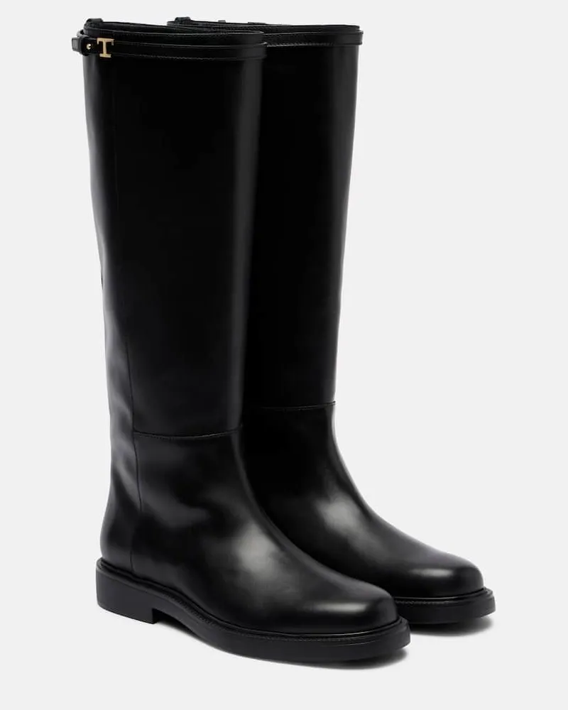TOD'S Stiefel aus Leder Schwarz