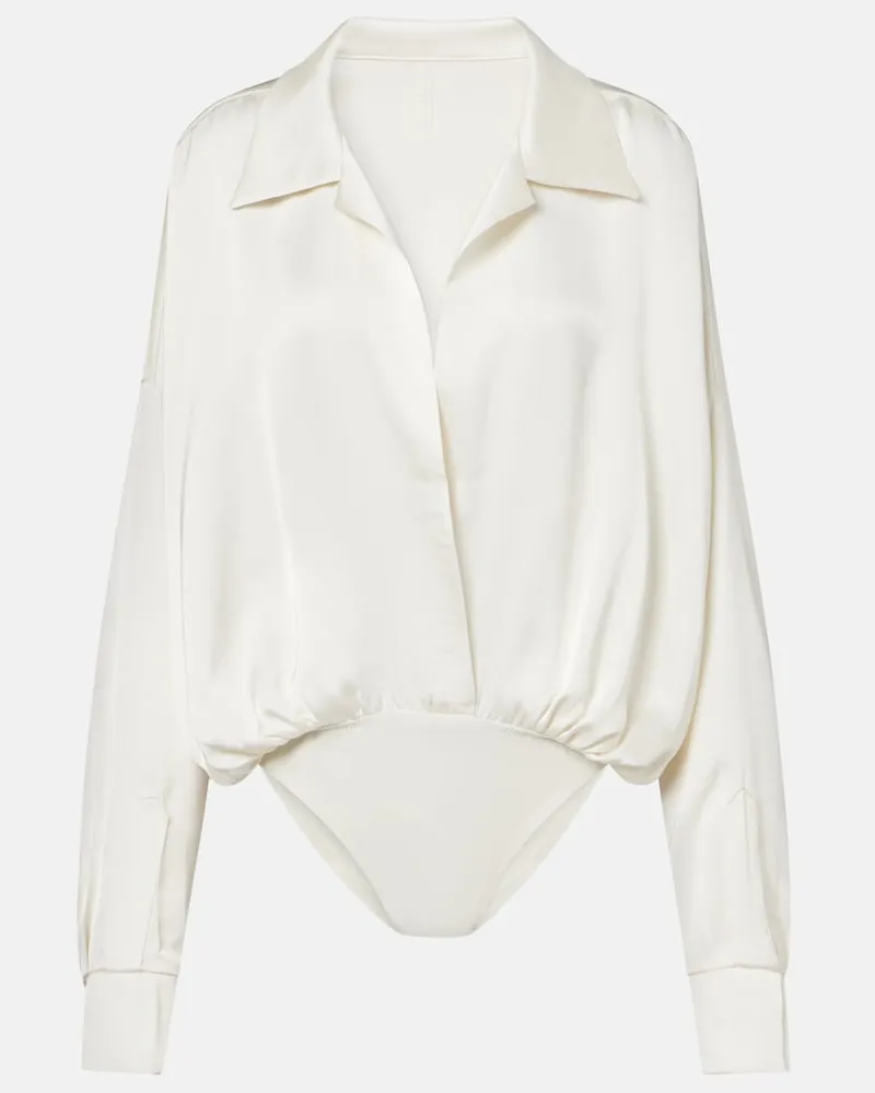 Norma Kamali Oversize-Body aus Satin Weiß