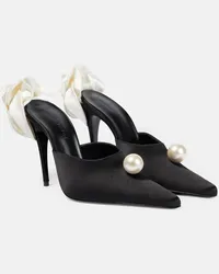 Magda Butrym Verzierte Mules aus Satin Schwarz