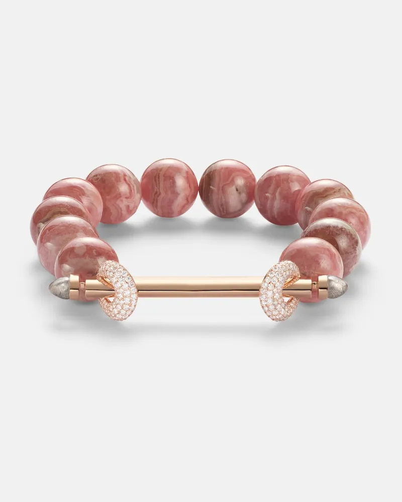Ananya Armband Chakra aus Aquamarin mit 18kt Roségold und Edelsteinen Rosa
