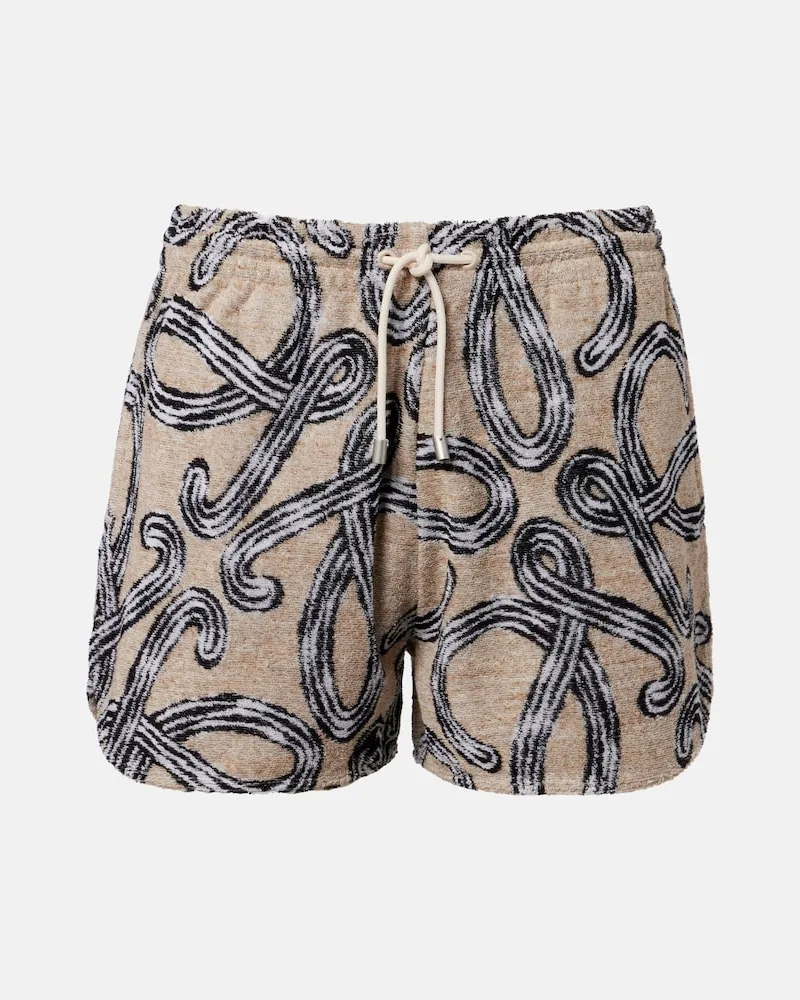 Loewe Paula's Ibiza Shorts Anagram aus Frottee Beige