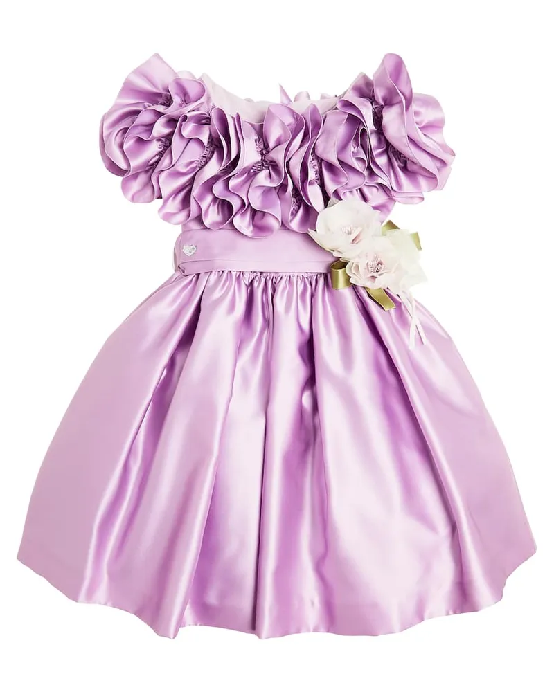 Monnalisa Verziertes Kleid Venice aus Satin Lila