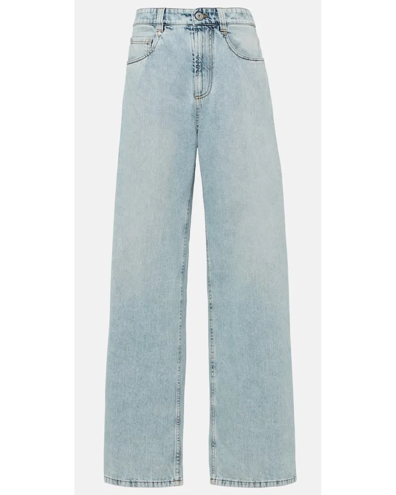 Brunello Cucinelli High-Rise Wide-Leg Jeans Blau