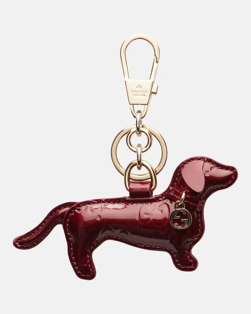 Gucci Schlüsselanhänger GG aus Lackleder Burgunderrot