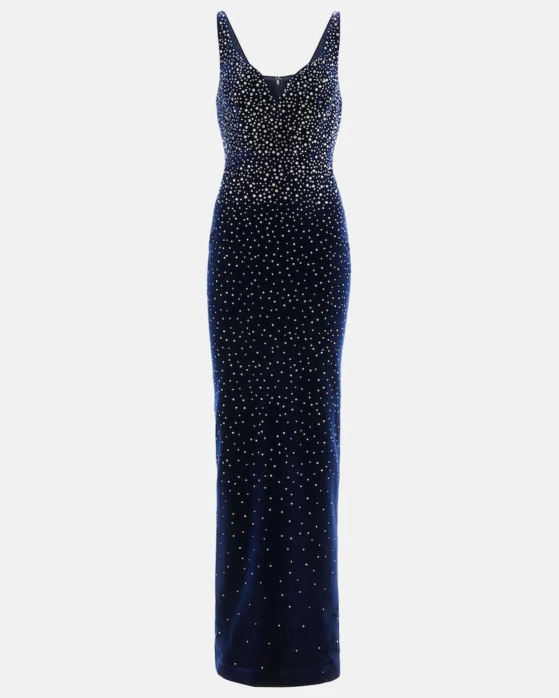 Alex Perry Robe Singlet aus Samt mit Kristallen Blau