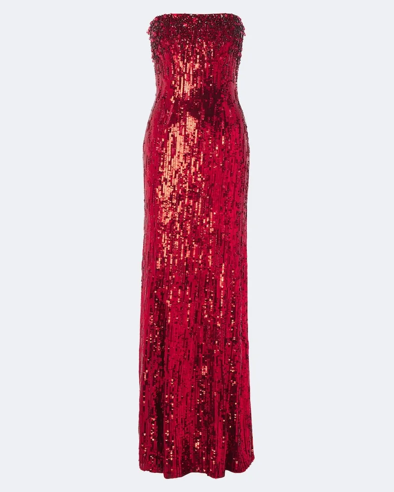Jenny Packham Verzierte Bustier-Robe Honesty Rot