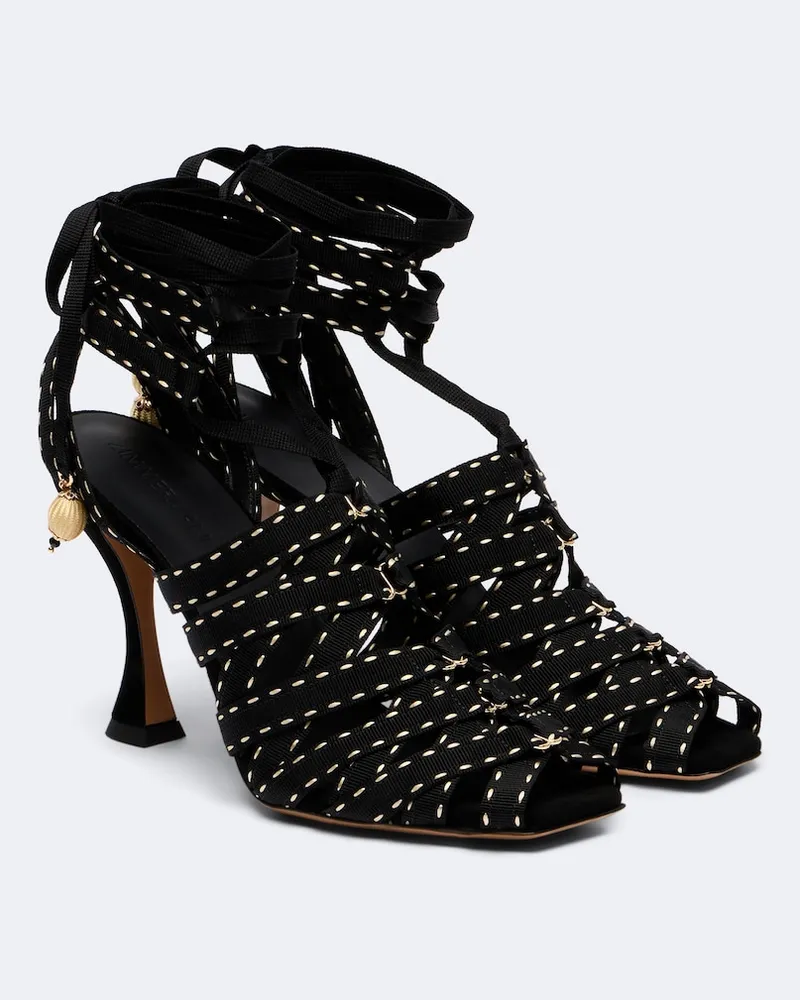 Zimmermann Sandalen Corsage aus Canvas Schwarz